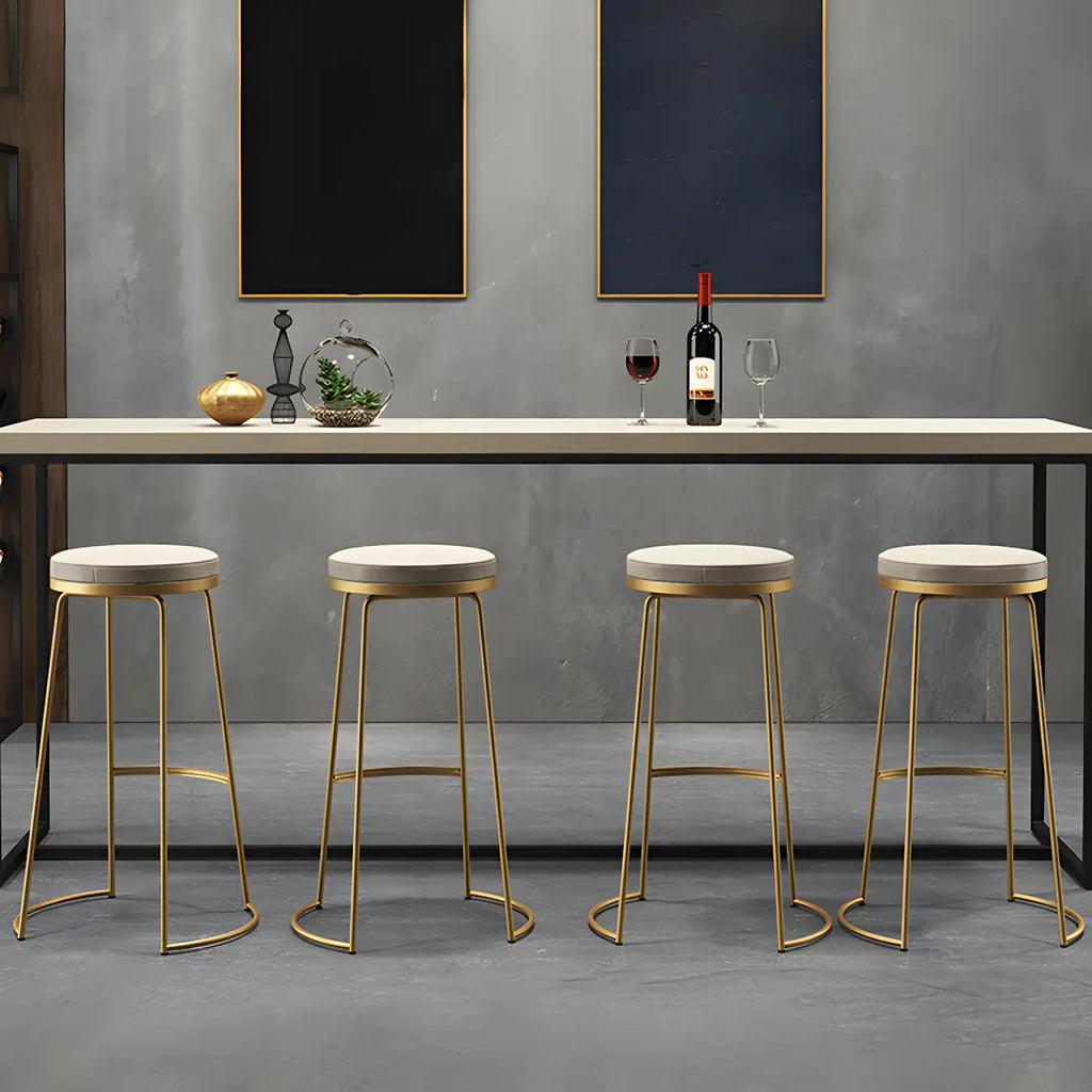 Industrial Metal Leather Seat Bar Stools Counter Height