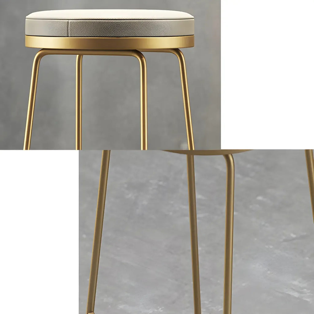 Industrial Metal Leather Seat Bar Stools Counter Height
