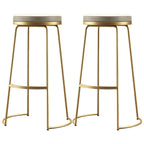 Industrial Metal Leather Seat Bar Stools Counter Height