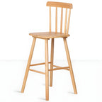 Traditional Wooden Low Back Bar Stool with Cushioned Seat