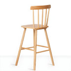 Traditional Wooden Low Back Bar Stool with Cushioned Seat
