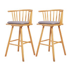Traditional Wooden Low Back Bar Stool with Cushioned Seat