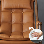 Modern Wood Nappa Upholstered Rocking Chair with Footstool