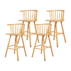 Traditional Wooden Low Back Bar Stool with Cushioned Seat