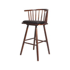 Traditional Wooden Low Back Bar Stool with Cushioned Seat