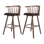 Traditional Wooden Low Back Bar Stool with Cushioned Seat
