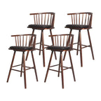 Traditional Wooden Low Back Bar Stool with Cushioned Seat