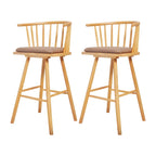 Traditional Wooden Low Back Bar Stool with Cushioned Seat