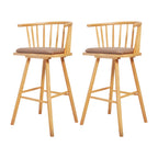 Traditional Wooden Low Back Bar Stool with Cushioned Seat