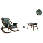 Modern Wood Nappa Upholstered Rocking Chair with Footstool