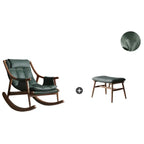 Modern Wood Nappa Upholstered Rocking Chair with Footstool