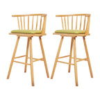 Traditional Wooden Low Back Bar Stool with Cushioned Seat