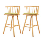 Traditional Wooden Low Back Bar Stool with Cushioned Seat