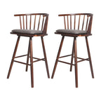 Traditional Wooden Low Back Bar Stool with Cushioned Seat