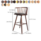 Traditional Wooden Low Back Bar Stool with Cushioned Seat