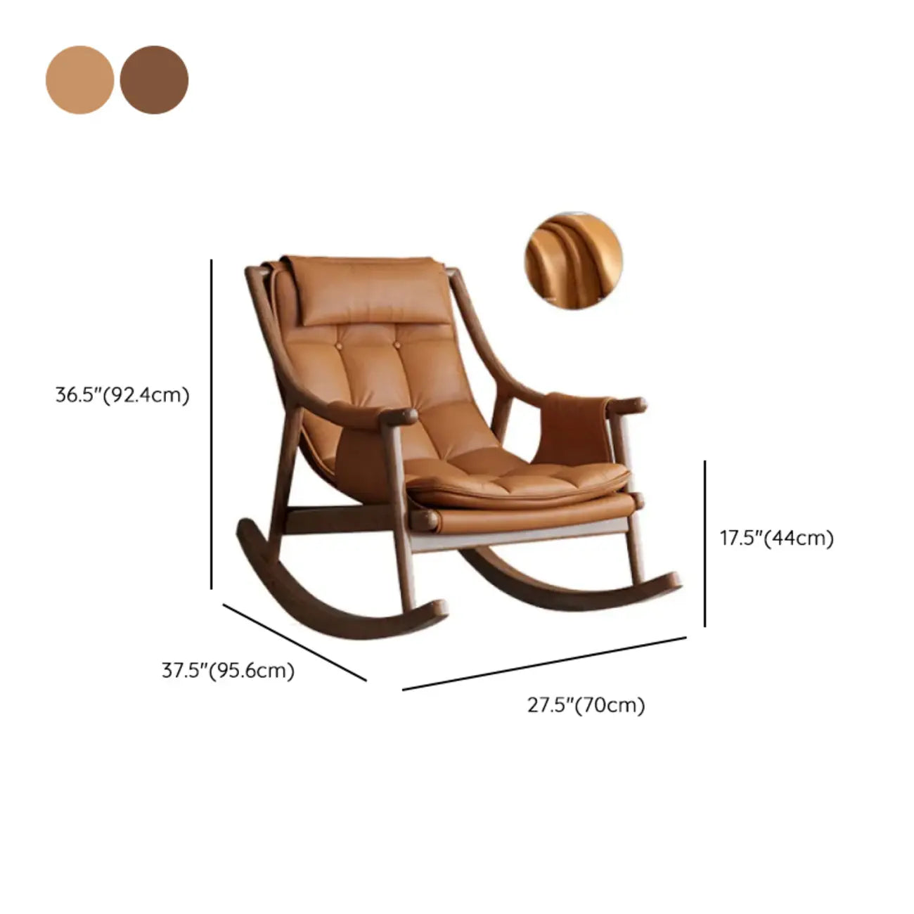 Modern Wood Nappa Upholstered Rocking Chair with Footstool