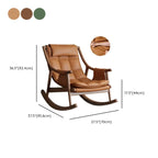 Modern Wood Nappa Upholstered Rocking Chair with Footstool