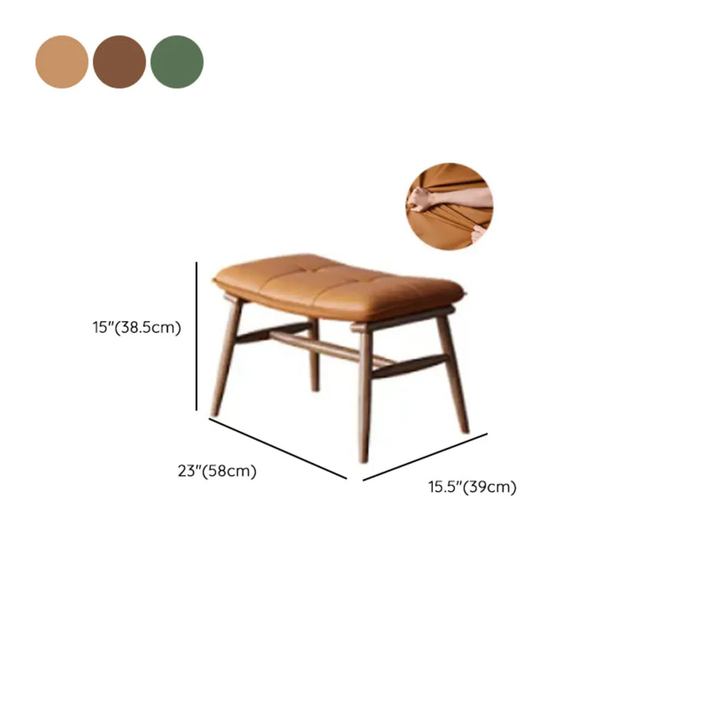 Modern Wood Nappa Upholstered Rocking Chair with Footstool