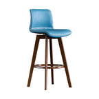 Mid-Century Distressed Leather Swivel Bar Stool with Back