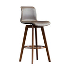 Mid-Century Distressed Leather Swivel Bar Stool with Back
