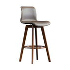Mid-Century Distressed Leather Swivel Bar Stool with Back