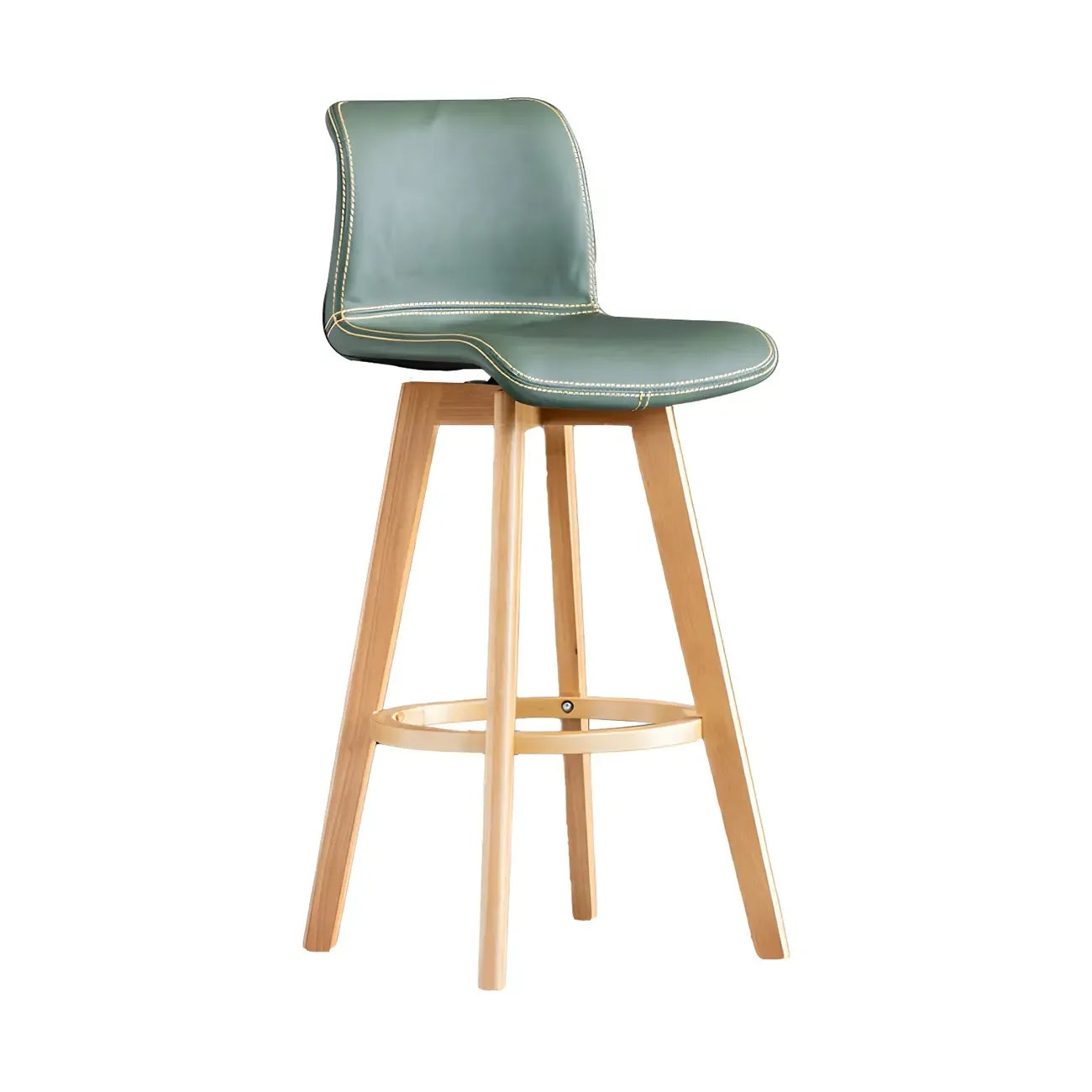 Mid-Century Distressed Leather Swivel Bar Stool with Back