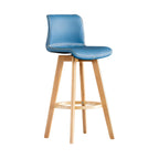Mid-Century Distressed Leather Swivel Bar Stool with Back