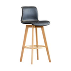Mid-Century Distressed Leather Swivel Bar Stool with Back