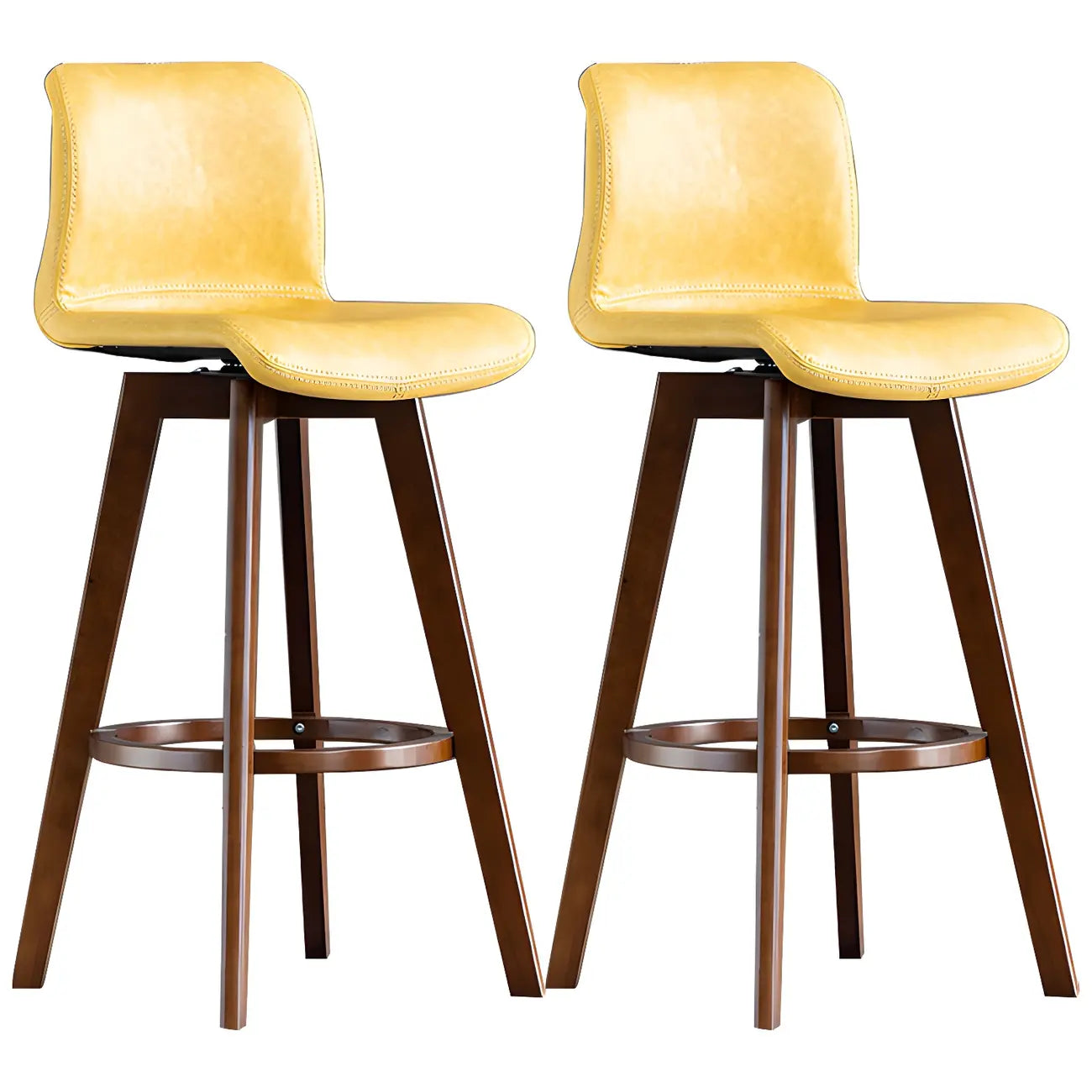 Mid-Century Distressed Leather Swivel Bar Stool with Back