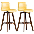Mid-Century Distressed Leather Swivel Bar Stool with Back
