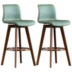 Mid-Century Distressed Leather Swivel Bar Stool with Back