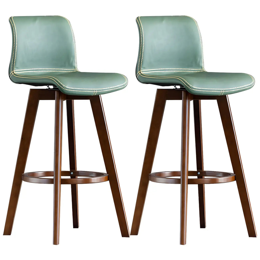 Mid-Century Distressed Leather Swivel Bar Stool with Back
