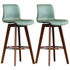 Mid-Century Distressed Leather Swivel Bar Stool with Back