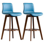Mid-Century Distressed Leather Swivel Bar Stool with Back