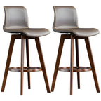Mid-Century Distressed Leather Swivel Bar Stool with Back