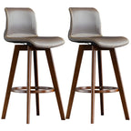 Mid-Century Distressed Leather Swivel Bar Stool with Back