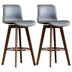 Mid-Century Distressed Leather Swivel Bar Stool with Back