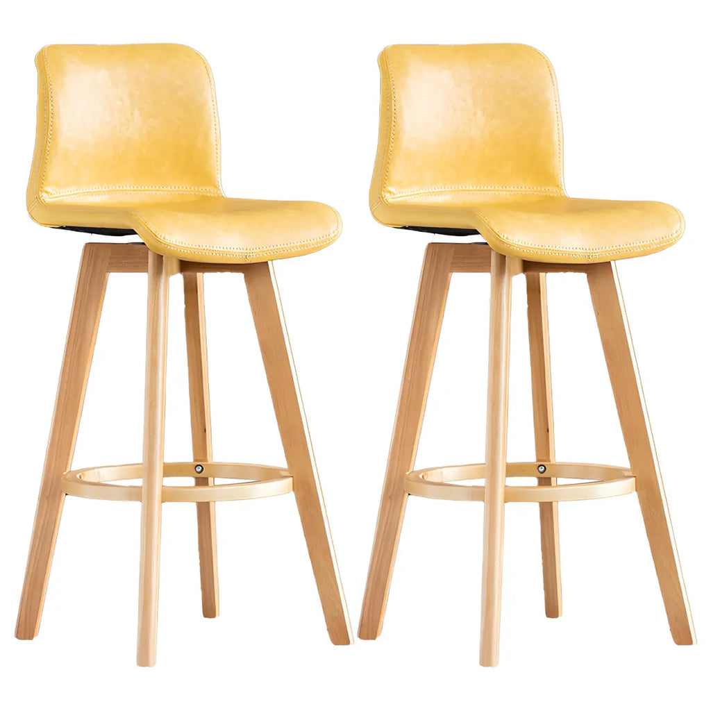 Mid-Century Distressed Leather Swivel Bar Stool with Back