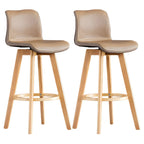 Mid-Century Distressed Leather Swivel Bar Stool with Back