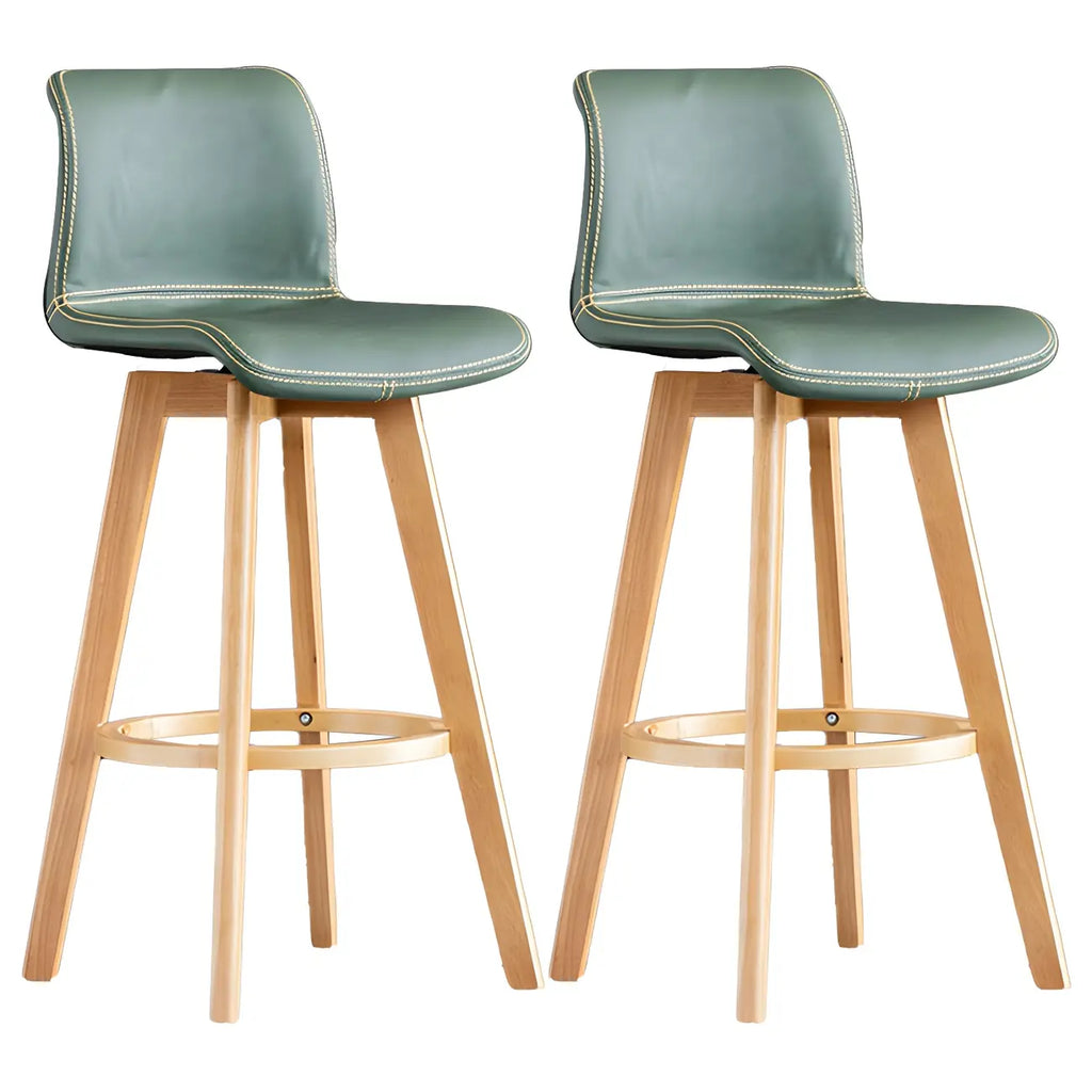 Mid-Century Distressed Leather Swivel Bar Stool with Back
