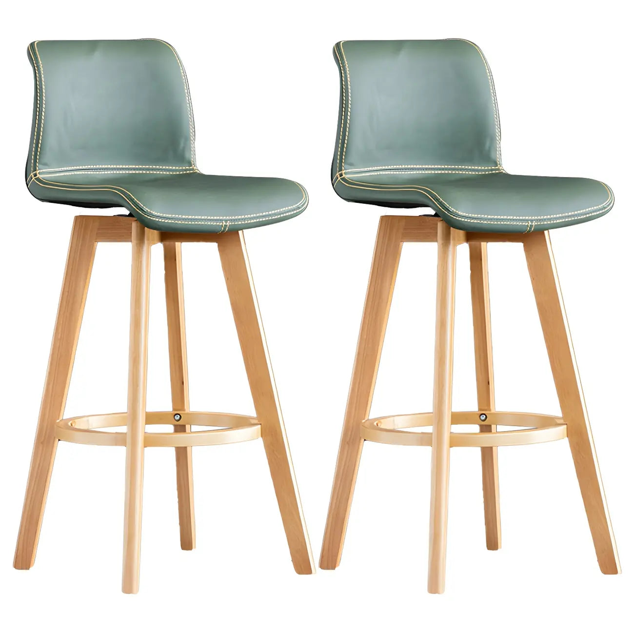 Mid-Century Distressed Leather Swivel Bar Stool with Back