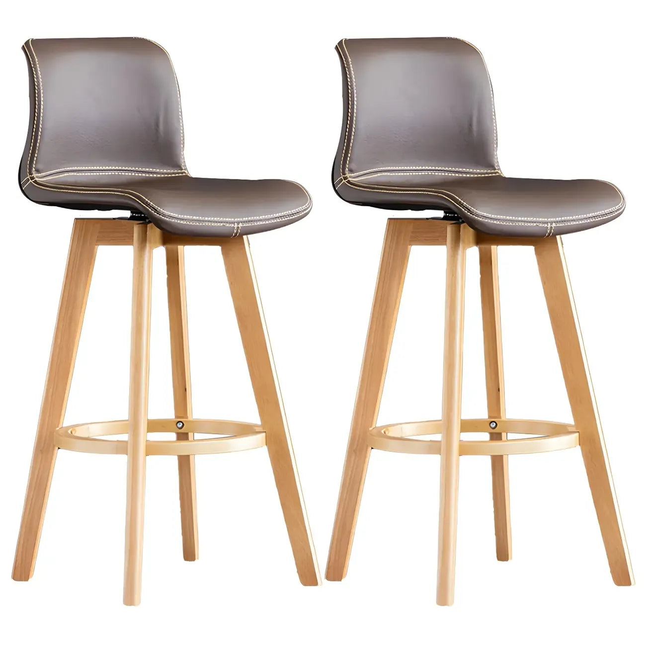 Mid-Century Distressed Leather Swivel Bar Stool with Back