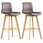 Mid-Century Distressed Leather Swivel Bar Stool with Back