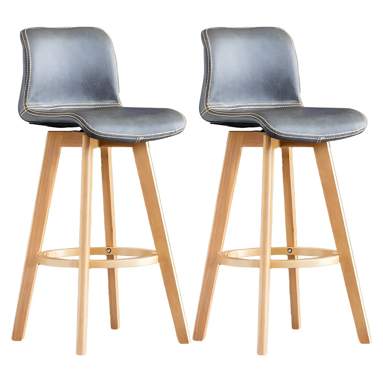 Mid-Century Distressed Leather Swivel Bar Stool with Back
