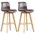 Mid-Century Distressed Leather Swivel Bar Stool with Back