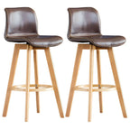 Mid-Century Distressed Leather Swivel Bar Stool with Back