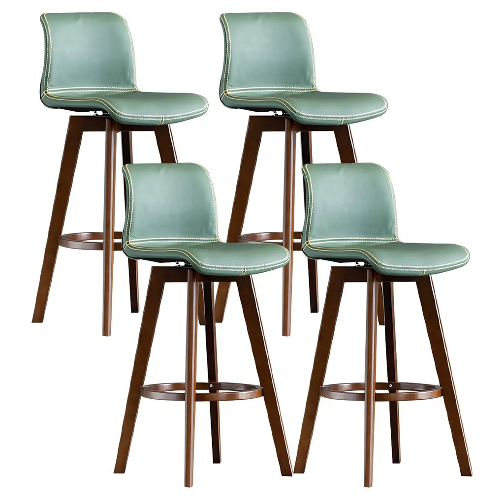 Mid-Century Distressed Leather Swivel Bar Stool with Back
