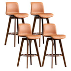 Mid-Century Distressed Leather Swivel Bar Stool with Back