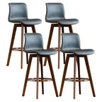 Mid-Century Distressed Leather Swivel Bar Stool with Back