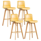Mid-Century Distressed Leather Swivel Bar Stool with Back